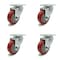 Service Caster 3.5 Inch Red Polyurethane Wheel Swivel Top Plate Caster Set SCC-20S3514-PPUB-RED-TP2-4 - alternate 1